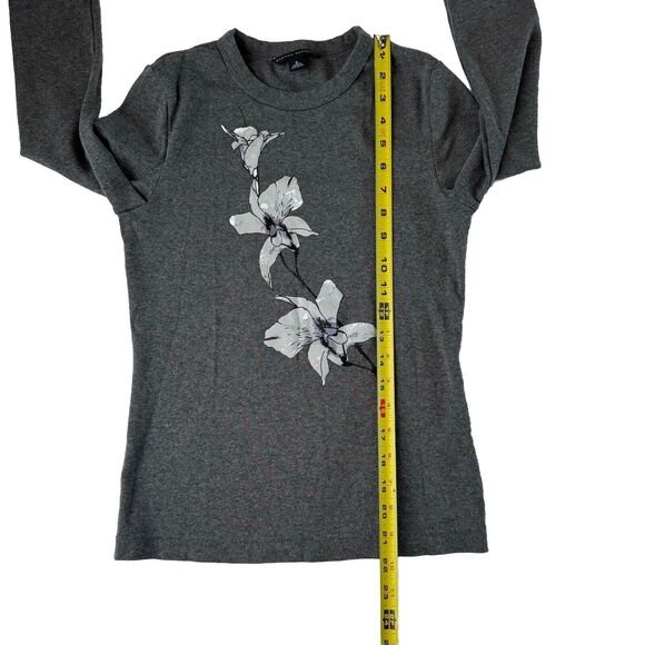 Banana Republic Women’s 3/4 Sleeve Flower Print Top Gray Small - Picture 6 of 12